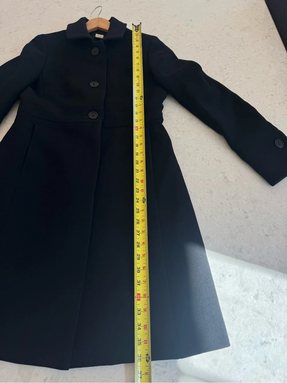 J. Crew Black Single-Breasted Wool & silk lining Pea Coat size 8